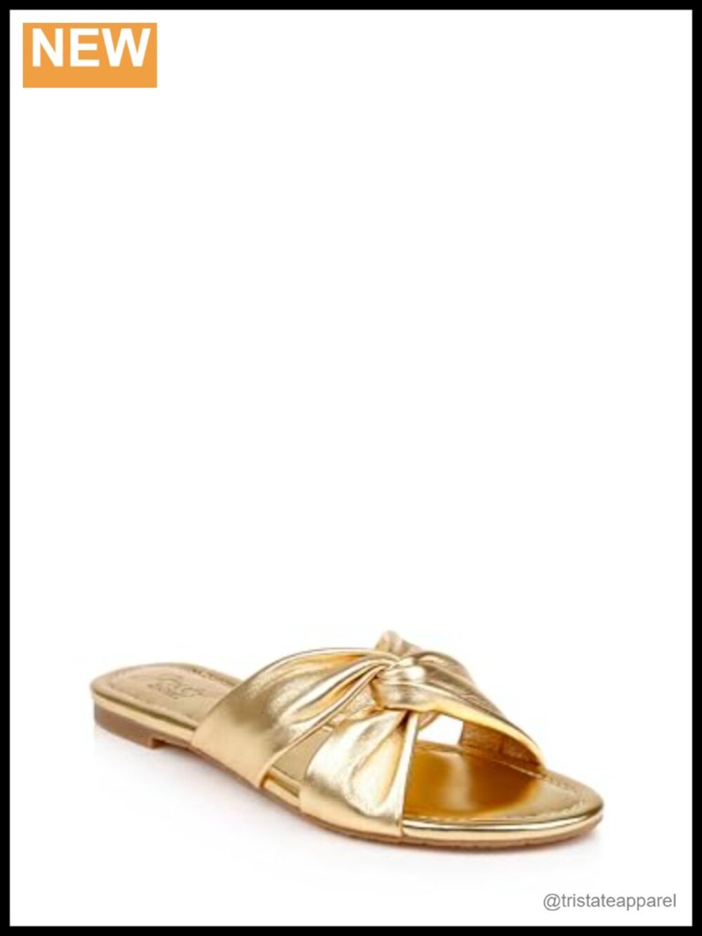 Nicolet Flat Slide Sandals Leather Open Toe Bow Slip On Sandals